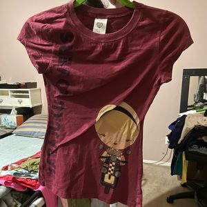Harajuku Lovers T Shirt, burgundy, size small
